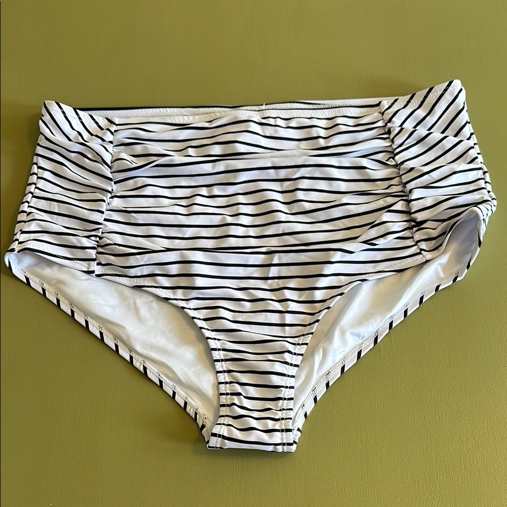Meet Curve Striped High-Waisted Bikini Bottom